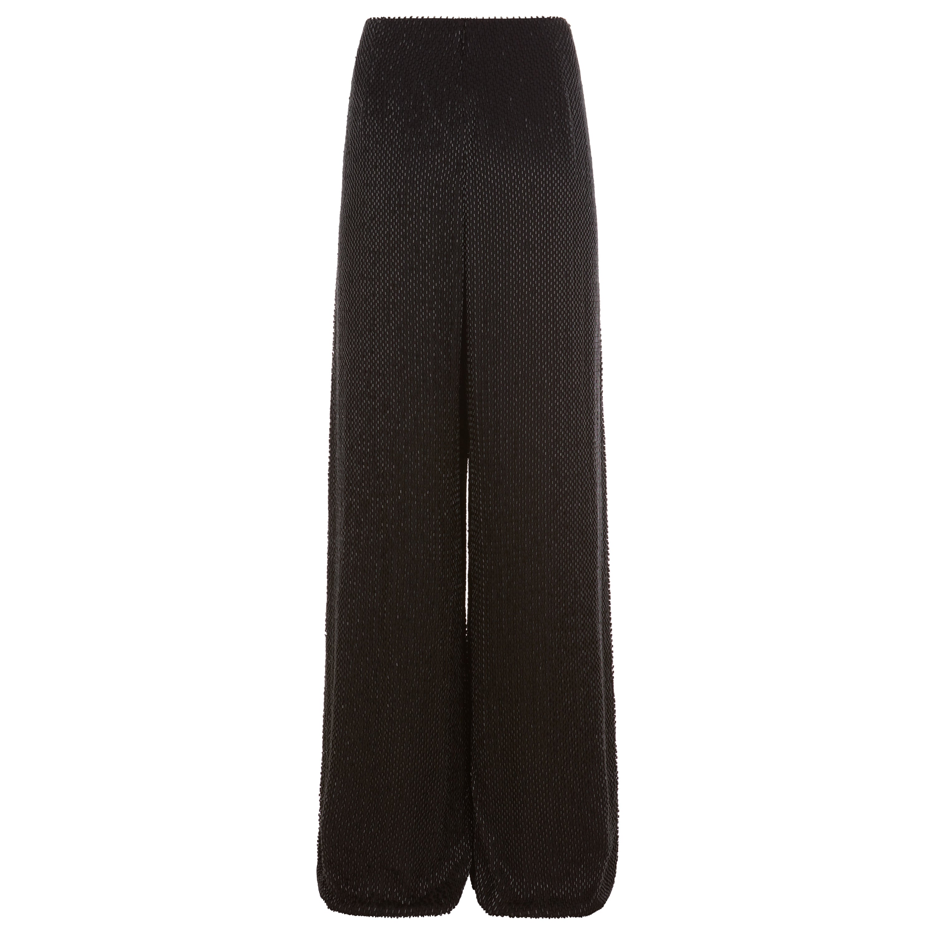 Black Bugle Bead Wide Leg Pant