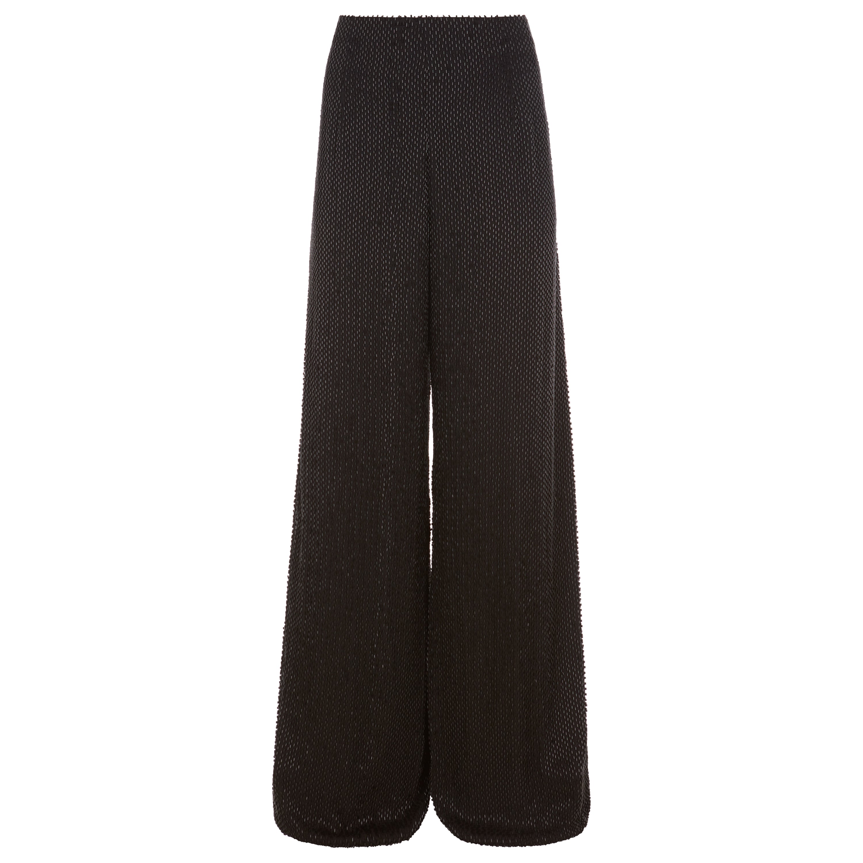 Black Bugle Bead Wide Leg Pant