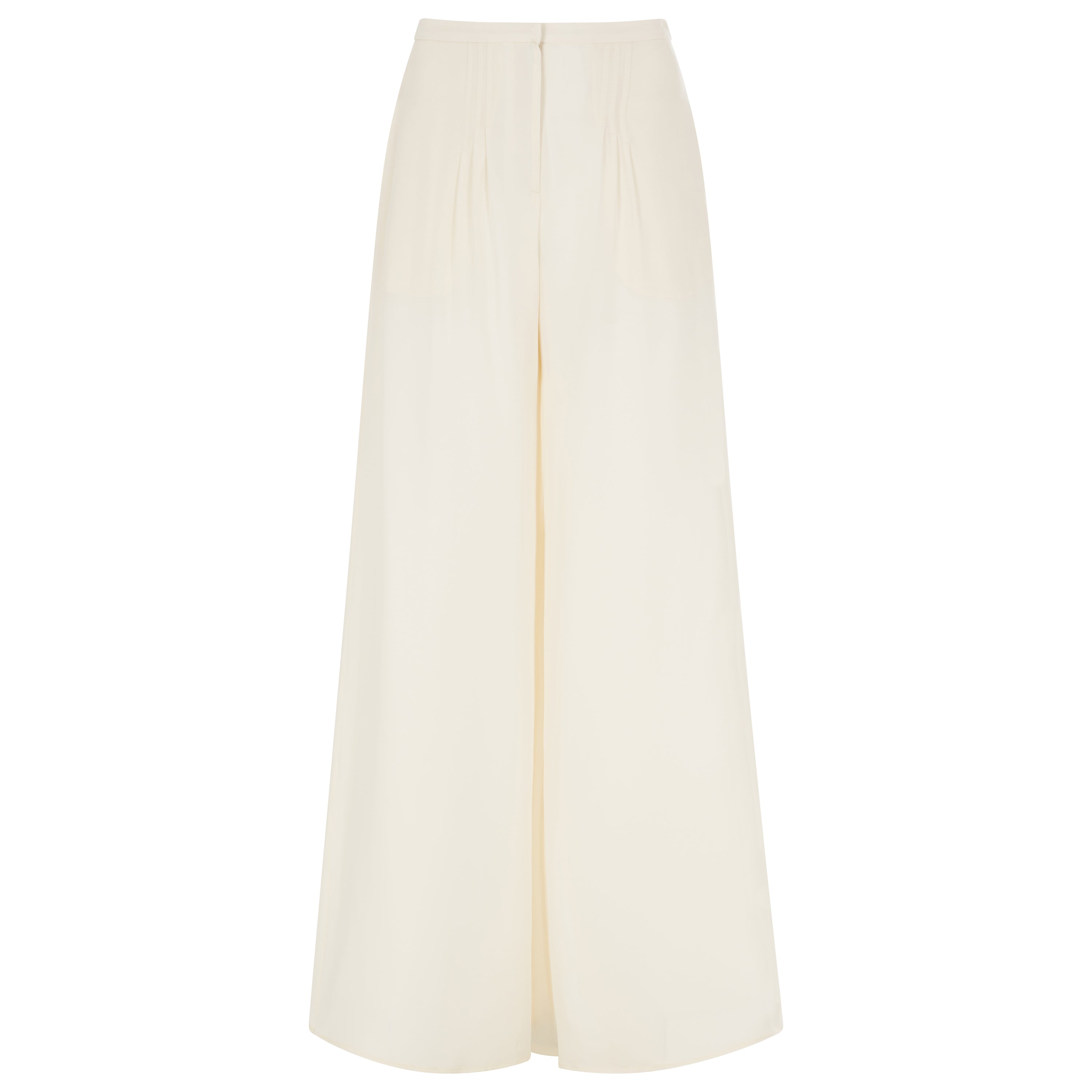 Cream Silk Georgette 3 Pleat Pant