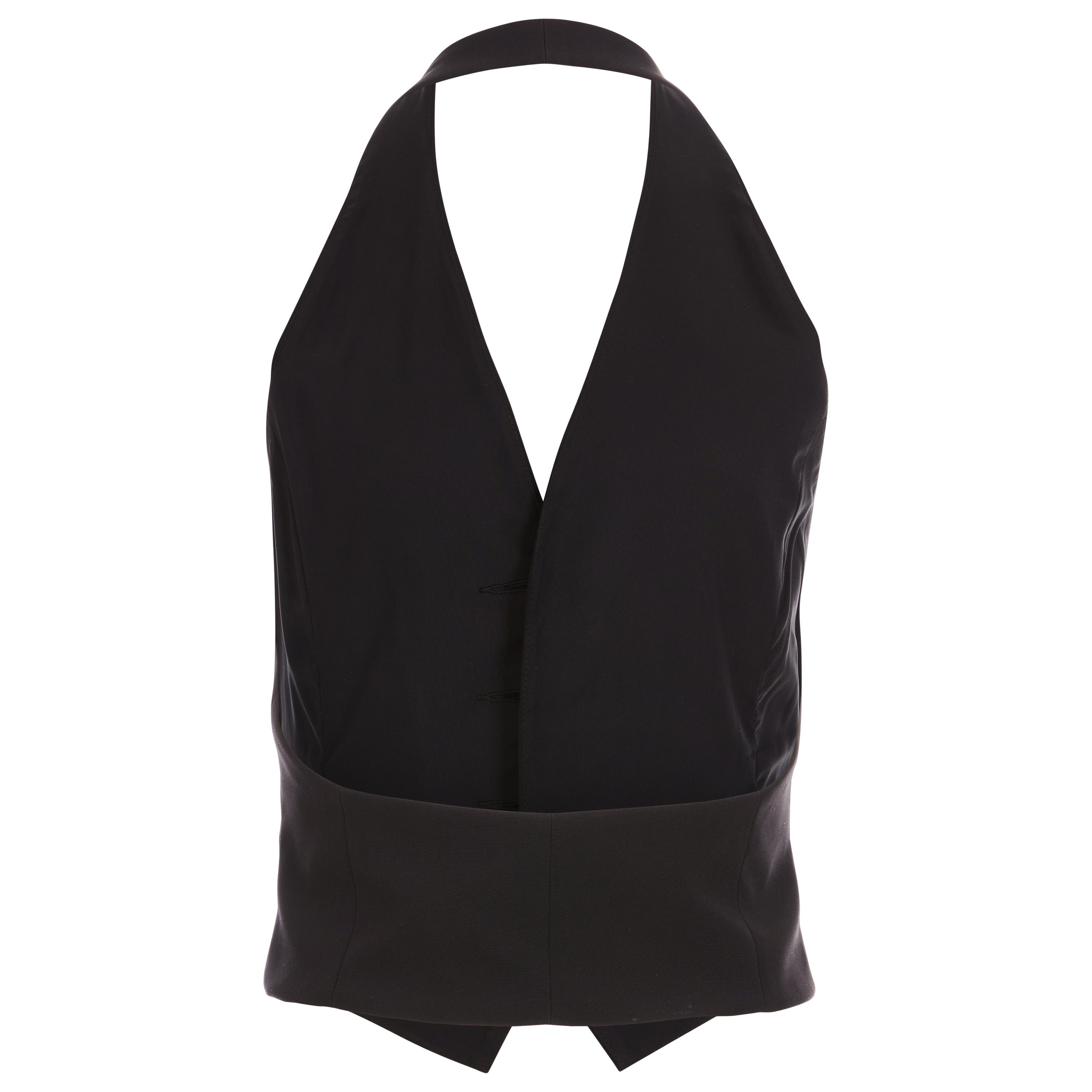 Stretch Wool Crepe Halter Vest Black